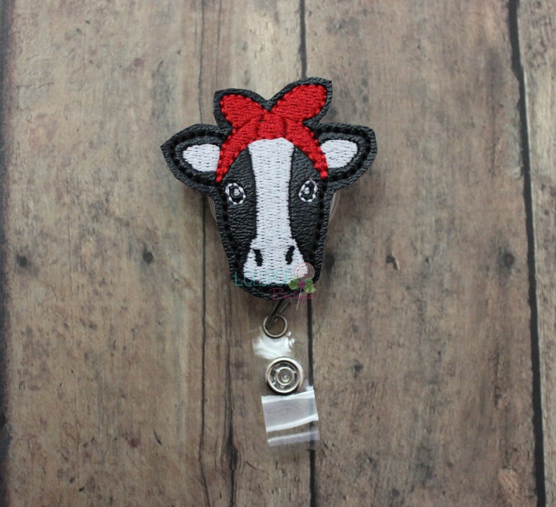 Cow Badge Reel, Heifer Badge Reel, Animal Badge Reel, Badge Reel, Badge Holder, Work ID Holder, ID Badge Holder, Retractable Badge Holder, image 4