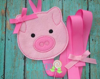 Pink Pig Felt Bow Holder - Felt Bow Holder - Felt Clippie Keeper