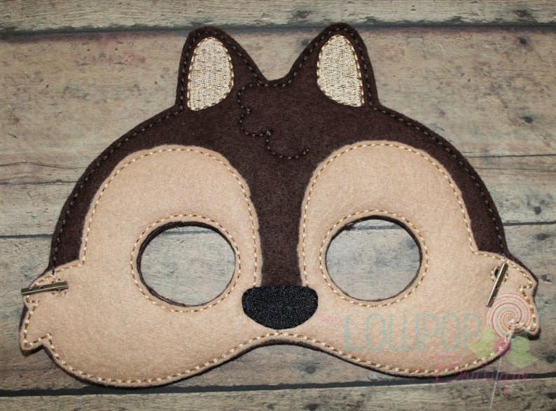 Chipmunk Felt Mask, Felt Mask, Dress Up Mask, Halloween Mask, Pretend Play, Woodland Animal Mask, Animal Mask, Kids Mask, Chipmunk Costume image 2