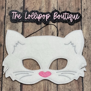 White Kitty Felt Mask ~ Felt Mask ~ Dress Up Mask ~ Mask
