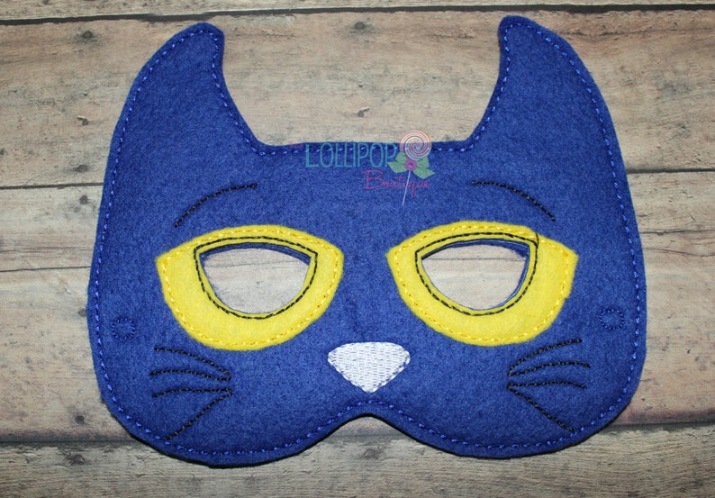 Blue Cat Felt Mask Cat Felt Mask Felt Mask Mask Dress Up Mask Halloween Mask Pretend Play Costume image 2