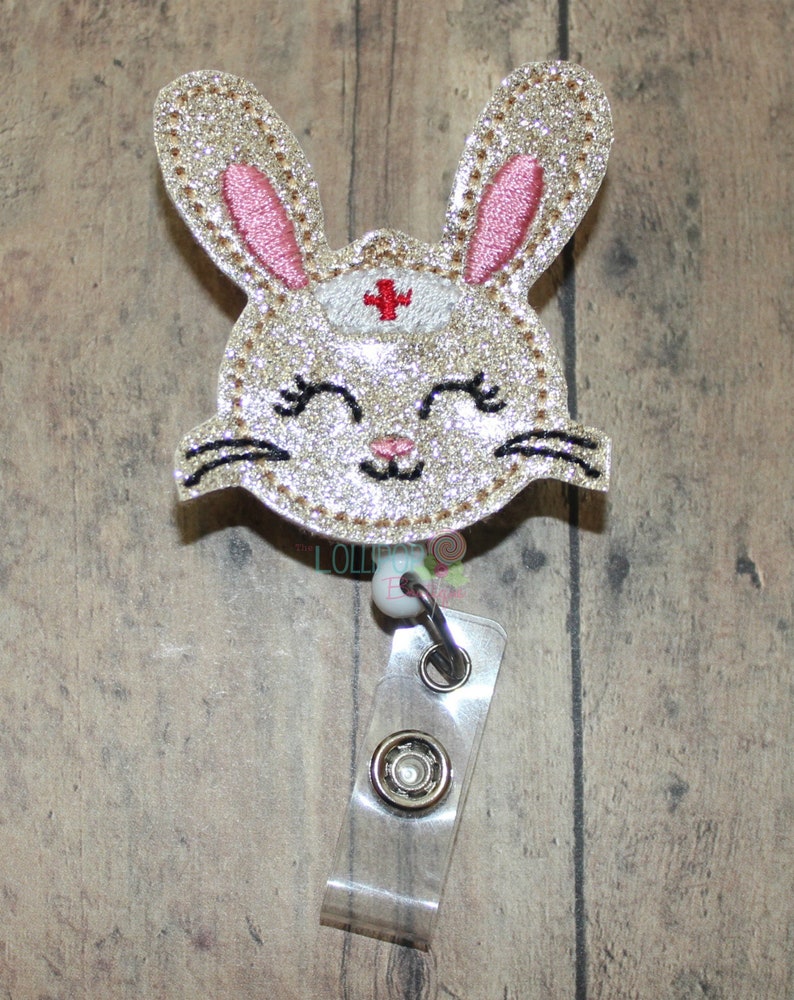 Bunny Nurse Vinyl Badge Reel, Bunny Badge Reel, Badge Reel, Retractable Badge, Work ID Holder, Work ID Badge, ID Badge Holder, Badge Holder image 3