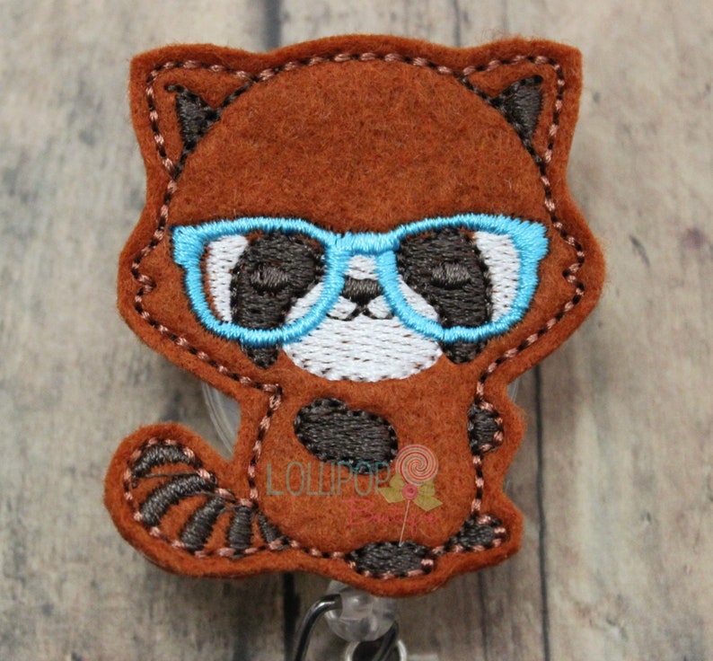 Geeky Red Panda Badge Reel, Red Panda Badge Reel, Badge Reel, Badge, Work Id holder, ID badge holder, badge holder, Work Id Badge, Id Badge image 1