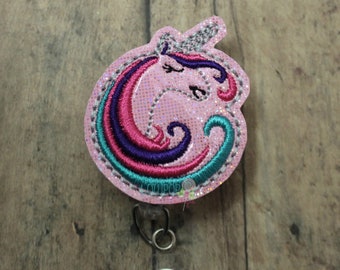 Pink Swirl Unicorn Badge Reel, Unicorn Badge Reel, Badge Reel, Retractable Badge, Badge, Work ID Holder, ID Badge Holder, Badge Holder