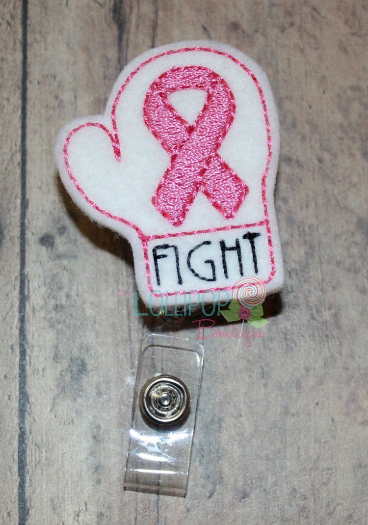 Medical Gift Nursing Gift Badge Reel Pink Boxing glove FIGHT Hope Breast Cancer Awareness Retractable ID Holder