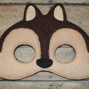 Chipmunk Felt Mask, Felt Mask, Dress Up Mask, Halloween Mask, Pretend Play, Woodland Animal Mask, Animal Mask, Kids Mask, Chipmunk Costume image 1