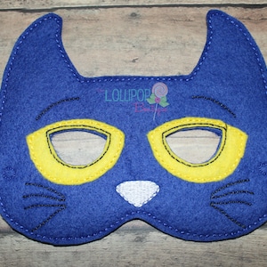 Blue Cat Felt Mask Cat Felt Mask Felt Mask Mask Dress Up Mask Halloween Mask Pretend Play Costume image 1