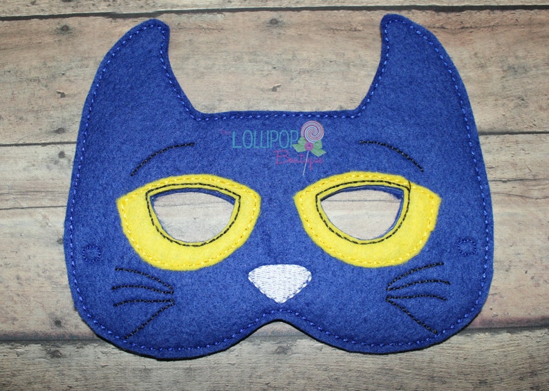 Blue Cat Felt Mask Cat Felt Mask Felt Mask Mask Dress Up Mask Halloween Mask Pretend Play Costume image 1