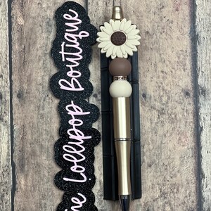 Tan Daisy Beaded Pen, Daisy Beaded Pen, Floral Beaded Pen, Beaded Pen, Silicone Beaded Pen, Journal Pen, Pen, Refillable Pen image 3