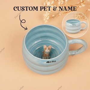 Personalized Pet Photo Mug: Handmade Ceramic Coffee Cup, Pet Lover Gift