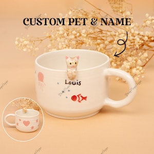 Personalized Pet Photo Mug: Handmade Ceramic Coffee Cup, Custom Dog Lover Gift