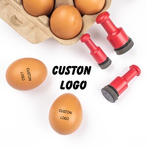 Gepersonaliseerde eierstempel LOGO: liefdeseistempel, schattige eierstempel, boerderijstempel, kippeneistempel, boerderijstandaard mini-eierstempel, stempel vers ei, eieretiketten