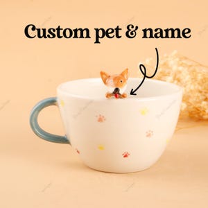 Personalized Pet Photo Mug: Handmade Ceramic Coffee Cup, Custom Dog Lover Gift
