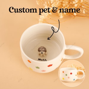 Personalized Pet Photo Mug: Handmade Ceramic Coffee Cup, Custom Dog Lover Gift