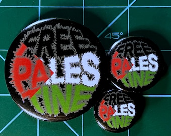 Free Palestine pin - metal punk font