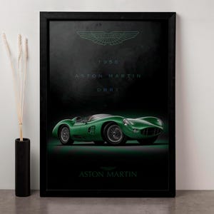 1958 Aston Martin DBR1 Poster | Kultiger Vintage Rennwagen Kunstdruck | Digitaler Download