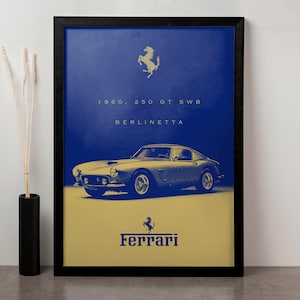 1960 Ferrari Berlinetta Oldtimer Poster - Vintage Auto Wand Kunst Druck - Retro Sportwagen Dekor für Haus, Büro, Garage