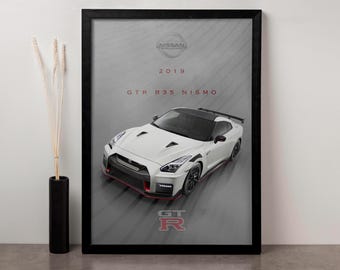 日産 GT-R R35 (2017-2022) (サイドプロファイル) ポスタープリント