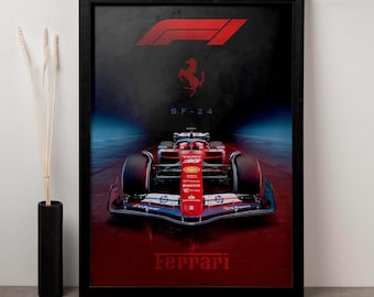 Póster del Ferrari SF-24 de F1: Arte de Leclerc y Sainz 2024 (Descarga digital)