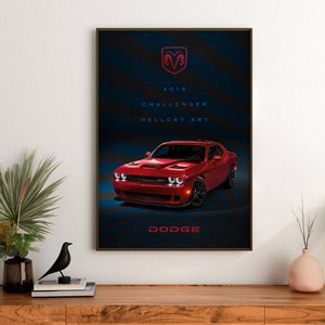2015 Dodge Challenger Hellcat SRT Poster | Iconic Muscle Car Art Print
