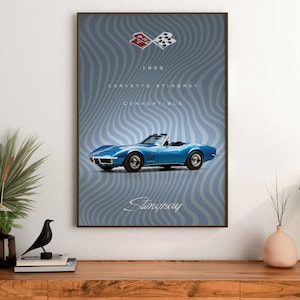 1969 Corvette Stingray Convertible Poster: Vintage Muscle Car Art (Digital Download)