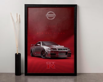 2002 Nissan GTR R34 Nismo Poster - High-Resolution Digital Download, Iconic JDM Car Art