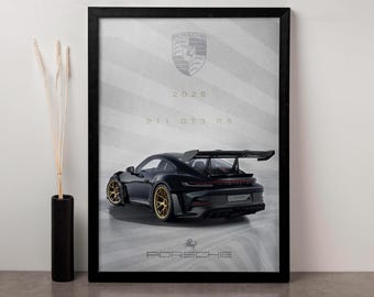 Póster del Porsche 911 GT3 RS 2025: descarga digital de alta resolución, impresión artística de un deportivo de alto rendimiento
