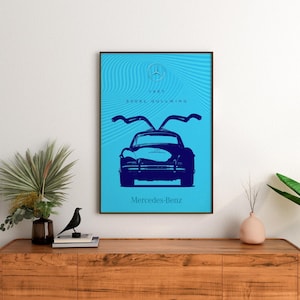 1957 Mercedes-Benz 300SL Gullwing Poster | Classic Car Wall Art | Vintage Mercedes Collectible Print