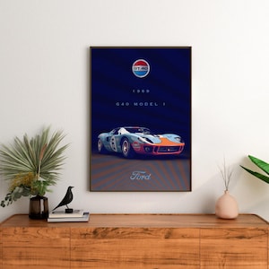 1969 Ford GT40 Poster | Le Mans Winning Race Car Art Print