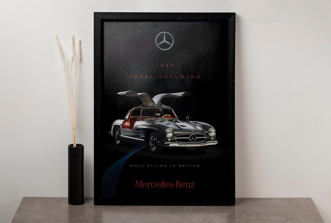 Mercedes 300 SL Gullwing Poster - Iconic Vintage Car Art Print ...