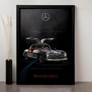 Mercedes 300 SL Gullwing Art Print: Vintage Car Poster (Digital Download)