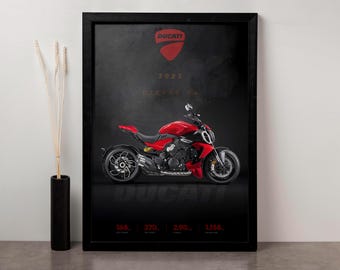 Poster Ducati Diavel V4 2023 - Download digitale ad alta risoluzione, decorazione murale per moto ad alte prestazioni