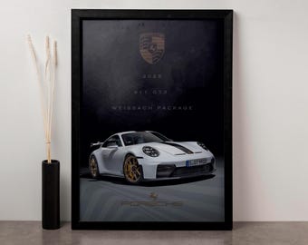 2025 Porsche 911 GT3 Paquete Weissach Impresión de arte (Descarga digital)
