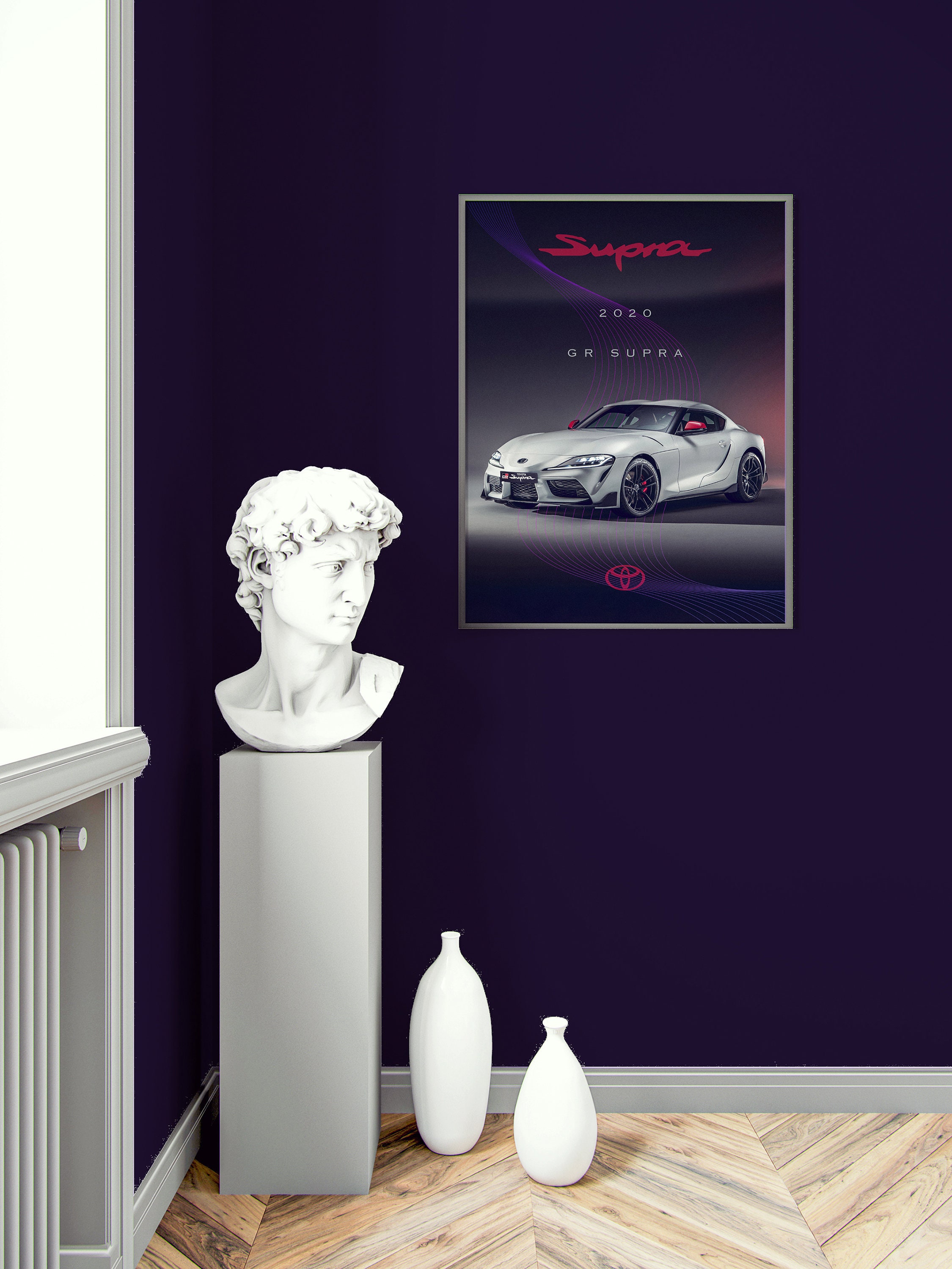 Toyota GR Supra Art Print: Modern Sports Car Poster (digital