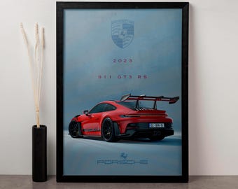 2023 Porsche 911 GT3 RS Poster - High-Resolution Digital Download, Iconic Supercar Wall Art