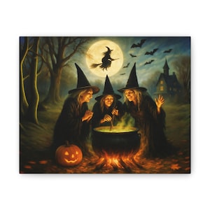 Halloween Witchy Canvas Art - Spooky Decor for Fall, Witchy Wall Art, Halloween Decorations, Seasonal Home Decor