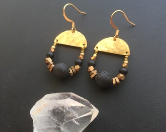 Lava and onyx earrings