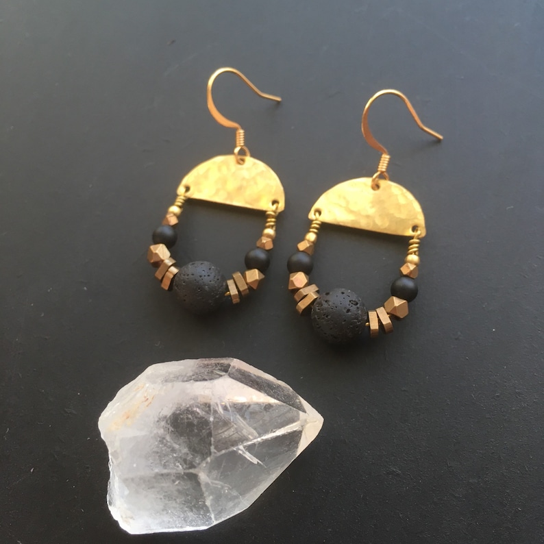 Lava and onyx earrings image 1