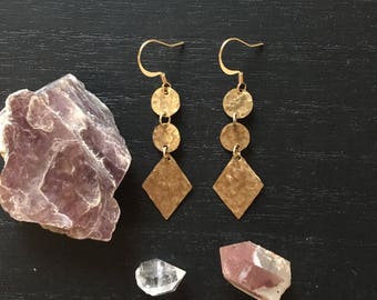 Pika Pika // Gold Sparkle Circle & Diamond Earrings