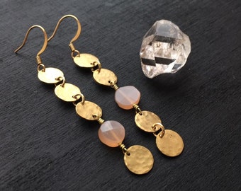 Maru Earrings // Peach Moonstone