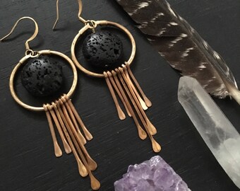 Shingetsu // New Moon Lava Earrings