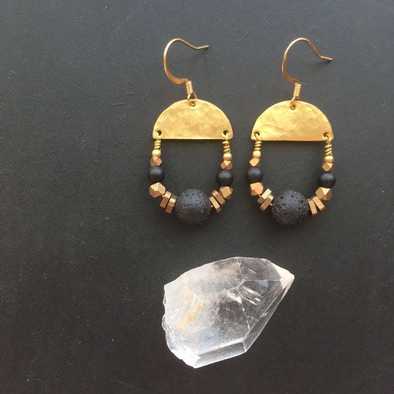 Lava and onyx earrings image 2