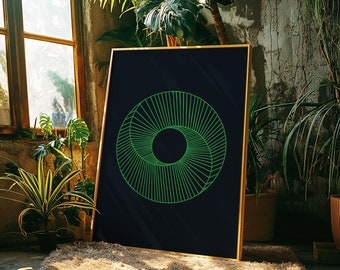 Impressão artística de ilusão de ótica, decoração sensorial geométrica.