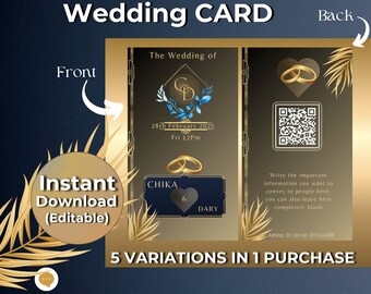 Tarjeta de visita con código QR, tarjeta de visita editable Tarjeta de visita de Instagram Plantilla Canva para boda de tarjeta de visita de peluquería, tarjeta de boda