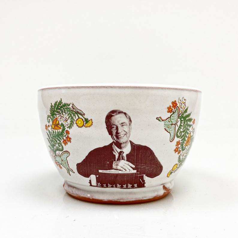 Handmade bowl featuring Mr Rogers image 1