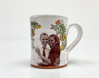 Handmade mug featuring the first couple