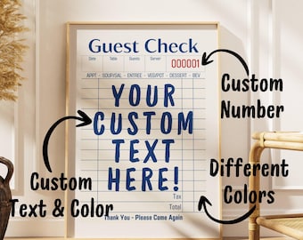Custom Guest Check Art Print: Personalized Retro Diner Sign (Digital Download)