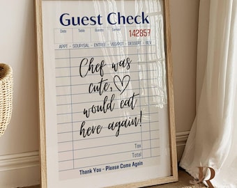 Arte de pared imprimible "Chef Was Cute" (Volvería a comer aquí), arte de pared con cuenta de invitado, arte de pared de regalo, arte de pared de moda, póster de cocina, descarga digital