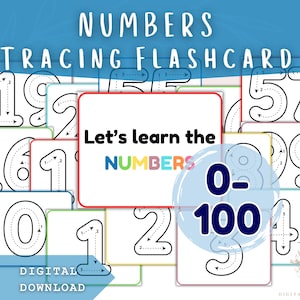 1-100 Number Flash Cards, Count to 100, Preschool Counting Flash Cards, Number Tracing Montessori Flash Cards, Printable Flashcard