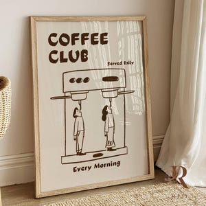 Coffee Club Retro Kitchen Print, Coffee Lover Wall Art (Digital Download)